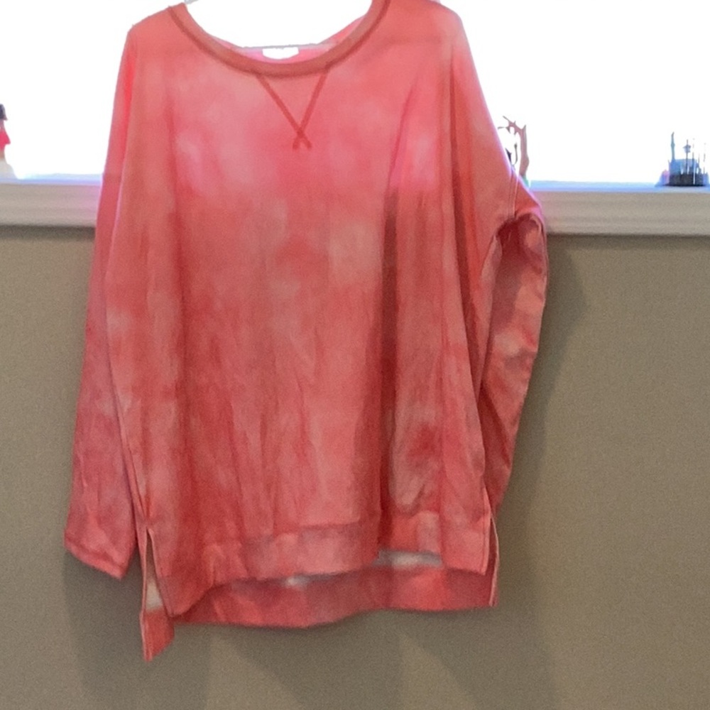Relaxed Pink 3/4 Sleeve Oversized Sweatshirt